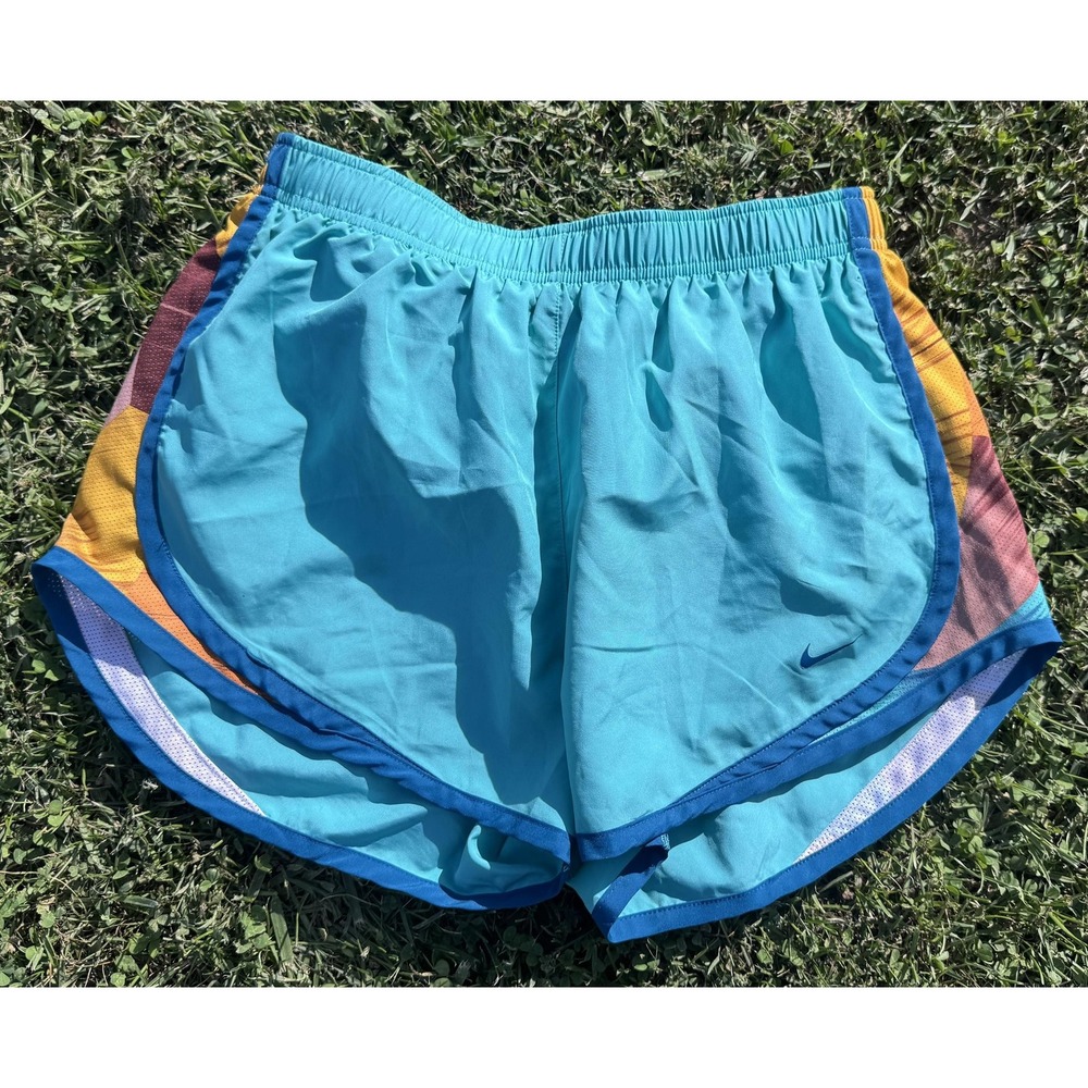 Nike Shorts Womens M Blue Colorblock 3" Inseam Running Gym Athletic Lined